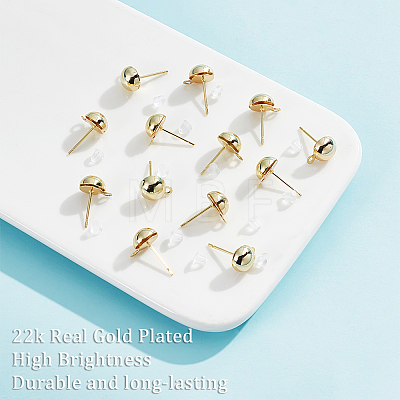 20Pcs Brass Stud Earring Findings KK-HY0001-13-1