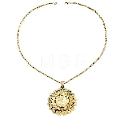 Zinc Alloy Hollow Flower with Human Pattern Big Pendant Necklaces for Women FS-WGB43BA-01-1