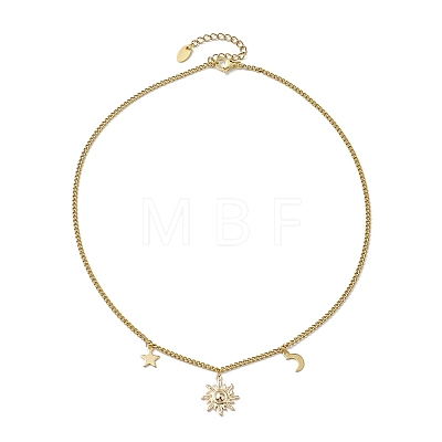 Sun & Star & Moon Brass Pendant Necklaces NJEW-JN04808-1