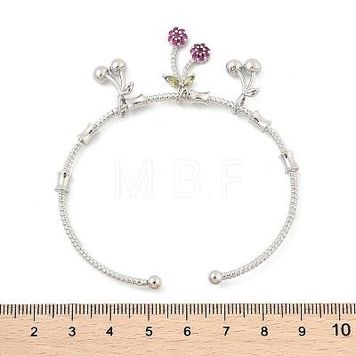 Brass Micro Pave Cubic Zirconia Fruit Charm Bangles for Women BJEW-Z089-01P-02-1