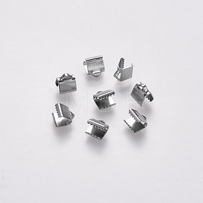 304 Stainless Steel Ribbon Crimp Ends X-STAS-S112-001A-P-1