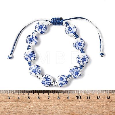 Handmade Printed Porcelain Braided Beaded Bracelets for Women BJEW-JB14196-1