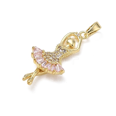 Brass Micro Pave Pink Cubic Zirconia Pendants CU-CBA5CBE-01G-1