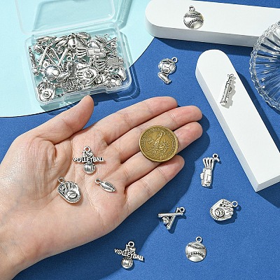 40Pcs 8 Styles Tibetan Style Alloy Pendants FIND-YW0005-67-1