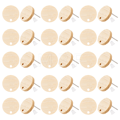 Olycraft 30Pcs Wood Stud Earring Finding WOOD-OC0002-71-1