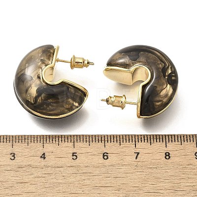 Brass C-Shaped Stud Earrings EJEW-A121-10G-03-1