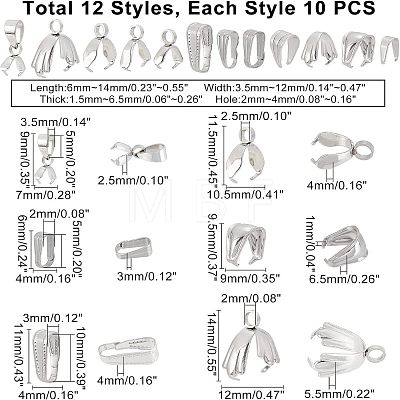 120Pcs Bail Kit for DIY Pendant Making STAS-UN0031-22-1
