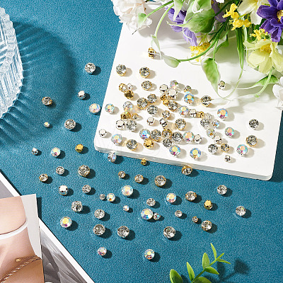 300Pcs 15 Styles Flat Round Sew on Rhinestone Montee Beads STAS-TA0006-18-1