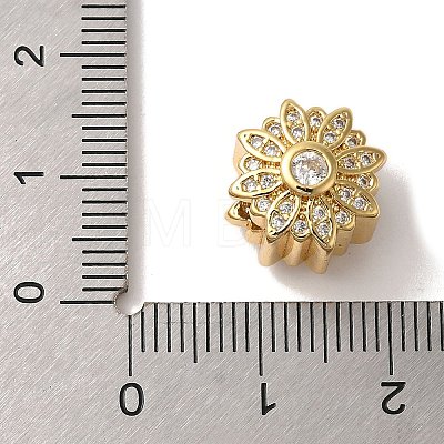 Flower Rack Plating Brass Micro Pave Cubic Zirconia European Beads KK-G511-04D-G-1