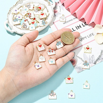 18Pcs 9 Colors Alloy Enamel Pendants ENAM-YW0008-52-1