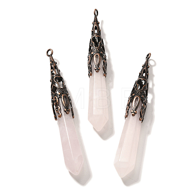 Natural Rose Quartz Pointed Big Pendants G-P560-02R-08-1