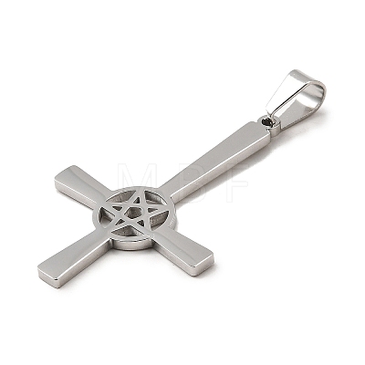 304 Stainless Steel Saint Peter's Cross Pendants STAS-R171-06P-1
