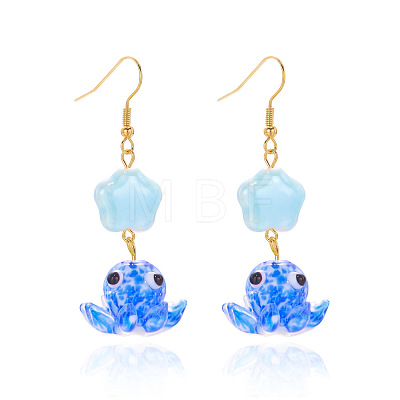 Iron & Glass & Porcelain Dangle Earrings WG76621-02-1