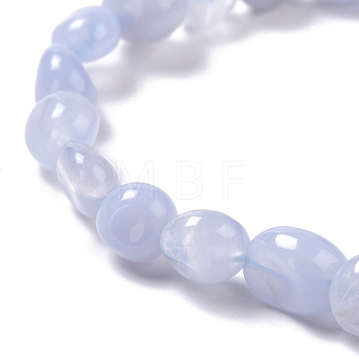 Natural Blue Lace Agate Beaded Stretch Bracelets BJEW-F414-02B-12-1