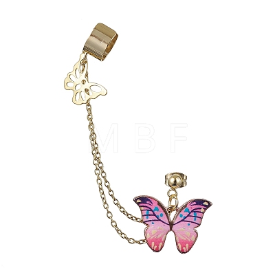 Butterfly 304 Stainless Steel Cuff Earring Chains EJEW-JE05609-1