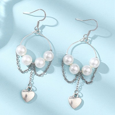 Brass Heart Dangle Earrings EJEW-JE06805-1