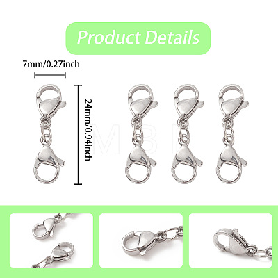 304 Stainless Steel Double Lobster Claw Clasps STAS-E163-57P-D-1