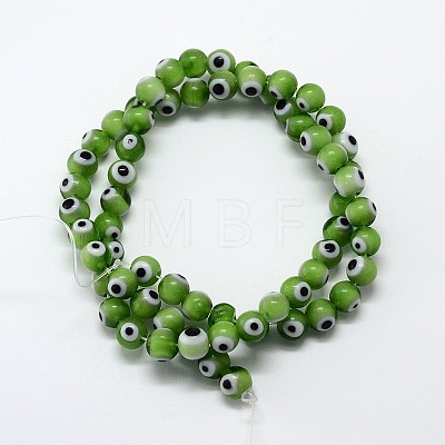 Handmade Evil Eye Lampwork Round Bead Strands LAMP-L055-6mm-11-1