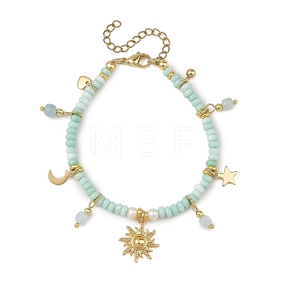 304 Stainless Steel Sun Moon Charm Bracelets BJEW-JB14311-1