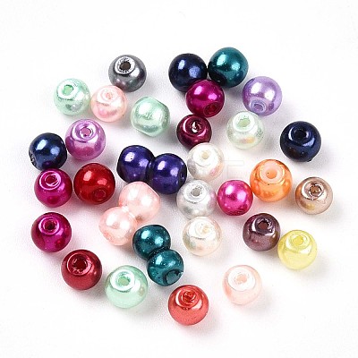 Baking Paint Pearlized Glass Pearl Beads X1-HY-Q003-4mm-M01-1