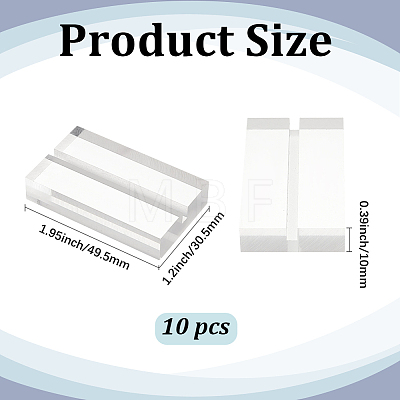 10Pcs Rectangle Acrylic Name Card Holder AJEW-GF0015-02-1