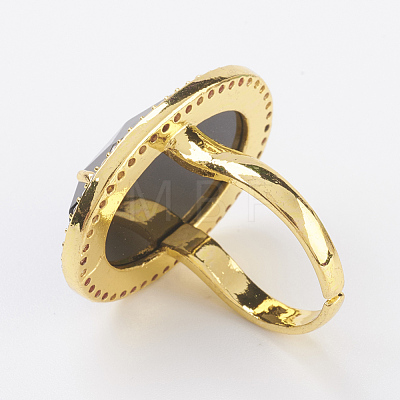 Natural & Synthetic Mixed Stone Adjustable Finger Ring RJEW-E149-01-1
