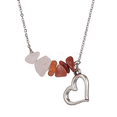 Gradient Color Gemstone Chip & Alloy Pendant Necklaces NJEW-JN05074-1