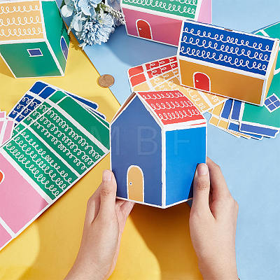  32Pcs 4 Styles House Shaped Cardboard Paper Foldable Gift Boxes CON-NB0002-23-1