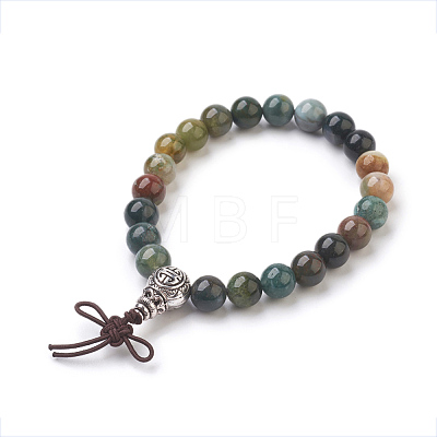 Natural Round Indian Agate Stretch Bracelets BJEW-JB03845-04-1