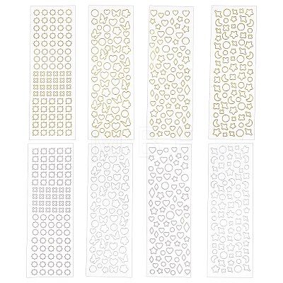 CHGCRAFT 16 Sheet 8 Style Geometric Waterproof Plastic Metallic Stickers DIY-CA0003-31-1