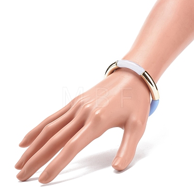 Acrylic Curved Tube Beaded Stretch Bracelet for Women BJEW-JB08438-04-1