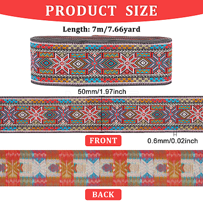 Ethnic Style Embroidery Polyester Ribbons OCOR-WH0079-40B-1