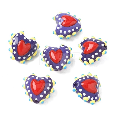 Baking Paint Glass Bumpy Beads Heart LAMP-V001-09G-1