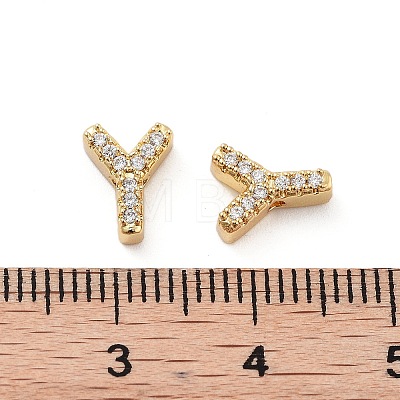 Rack Plating Brass Micro Pave Clear Cubic Zirconia Beads KK-G500-30G-Y-1
