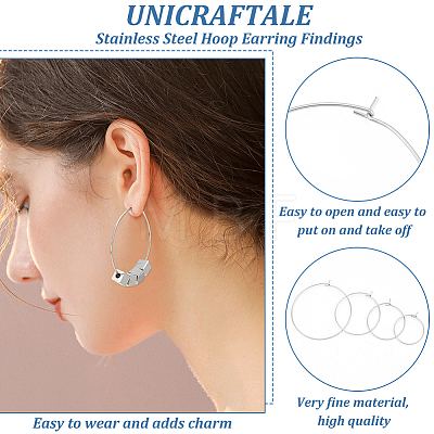 Unicraftale 316 Surgical Stainless Steel Hoop Earrings Findings STAS-UN0002-79P-1