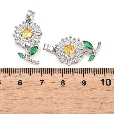 Brass Micro Pave Cubic Zirconia Pendants KK-F917-07P-1