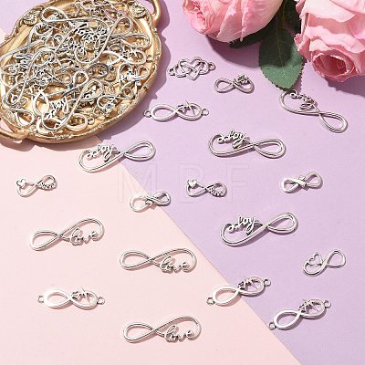 80Pcs 8 Styles Tibetan Style Alloy Connector Charms FIND-CJ0006-04-1