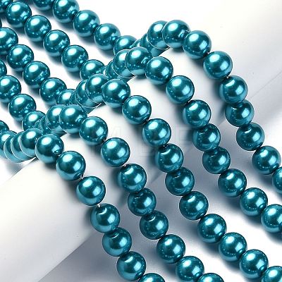 Eco-Friendly Dyed Glass Pearl Round Beads Strands HY-A002-12mm-RB073N-1