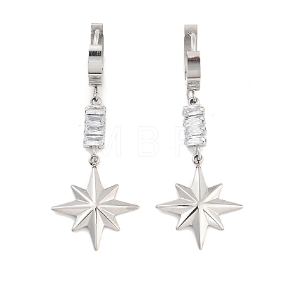 Star 304 Stainless Steel Dangle Earrings EJEW-L283-077P-1