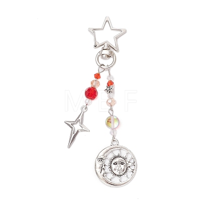 Glass Bead & Alloy Pendant Decorations HJEW-JM03016-03-1