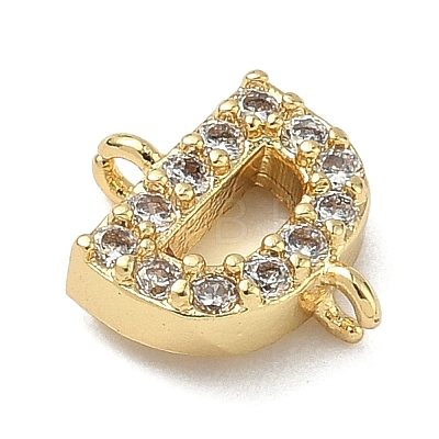 Brass Micro Pave Clear Cubic Zirconia Letter Links Connector Charms KK-I382-07G-D-1