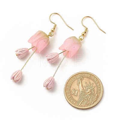 Plastic 3D Flower Long Dangle Earrings EJEW-JE04936-04-1