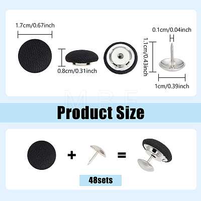 48Sets Flat Round Polyester Covered Aluminum Buttons DIY-NB0016-27-1