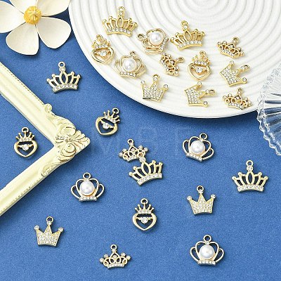 25Pcs 5 Styles Alloy with Rhinestone Pendants FIND-YW0012-71-1