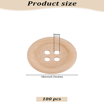 Flat Round Wood Buttons DIY-LP0001-14B-1