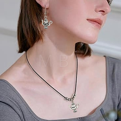 30Pcs 6 Styles Handmade Flower Printed Porcelain with Alloy Pendants PALLOY-YW00214-1
