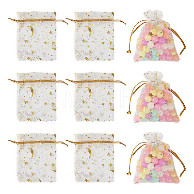 30Pcs Gold Stamping Moon Star Organza Drawstring Gift Bags ABAG-TA0002-21A-1