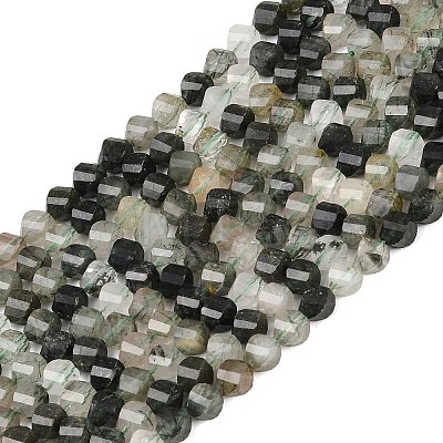 Natural Green Rutilated Quartz Beads Strands G-P611-C23-01-1