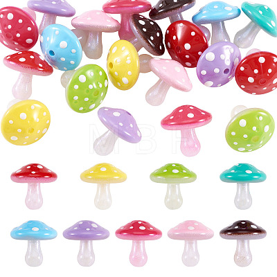 20Pcs UV Plating Opaque Luminous Acrylic Beads OACR-TA0005-13-1