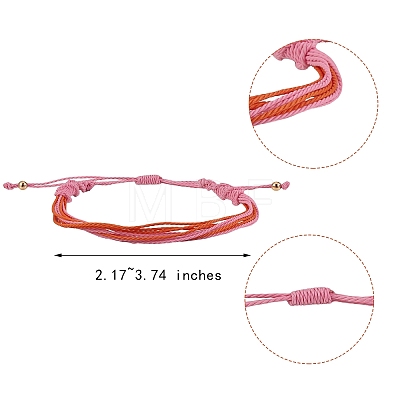 Two Tone Waxed Polyester Braided String Bracelet BJEW-SW00026-1